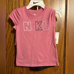 Nike Pink Short Sleeve Tee and Shorts with Iconic Logo